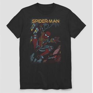 Spiderman Slinging Black Shirt - Marvels XL Unisex